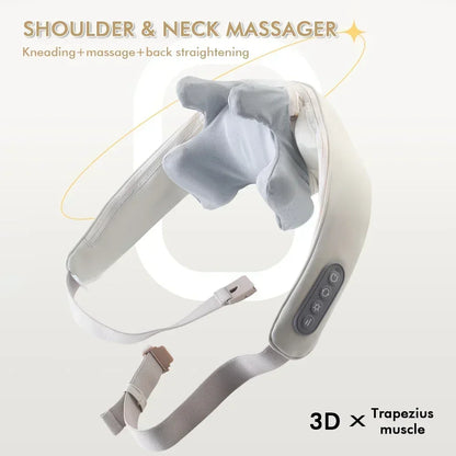 Masajeador eléctrico para cuello y espalda, almohada de masaje inalámbrica para cuello y hombros, chal relajante para músculos de la espalda y cervicales